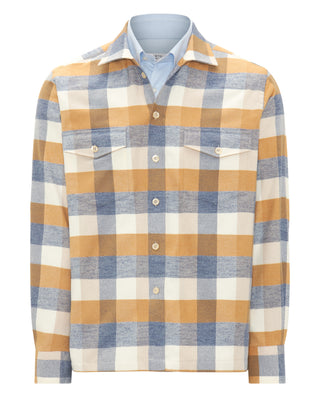 Blue & beige flannel plaid overshirt