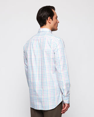 Camisa casual blanca cuadros multicolor by MIRTO