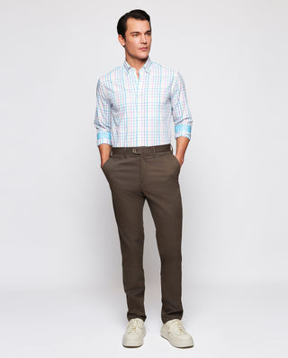 Camisa casual blanca cuadros multicolor by MIRTO