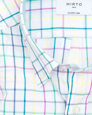 Camisa casual blanca cuadros multicolor by MIRTO