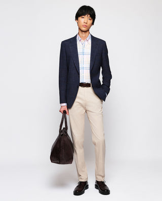 Camisa casual blanca cuadros multicolor by MIRTO