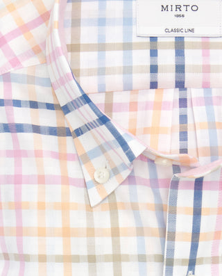 Camisa casual blanca cuadros multicolor by MIRTO