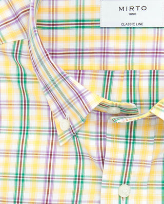 Camisa casual amarilla cuadros de algodón by MIRTO