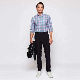 Casual shirt purple & green plaid cotton