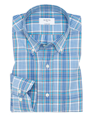 Camisa casual cuadros tonos azules de algodón by M