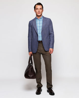 Camisa casual cuadros tonos azules de algodón by M