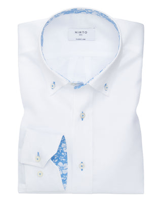 Camisa casual blanca detalles azules by MIRTO
