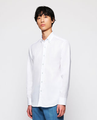 Camisa casual blanca detalles azules by MIRTO