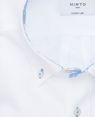 Camisa casual blanca detalles azules by MIRTO