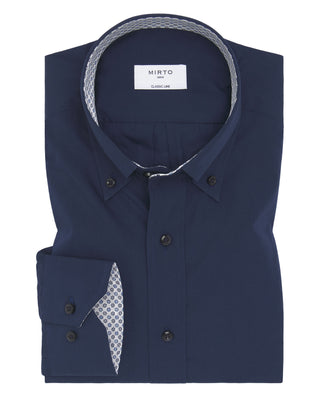 Camisa casual azul marino detalles florales by MIR