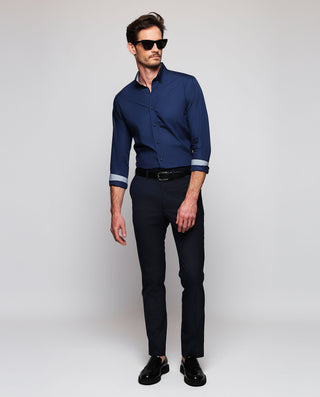 Casual shirt navy blue floral details