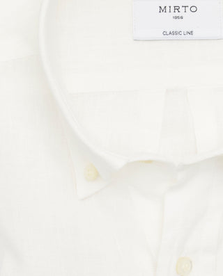 Camisa casual blanca de lino prelavado by MIRTO