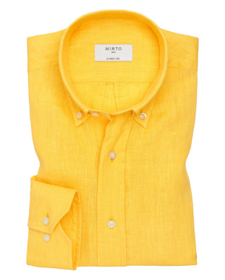 Camisa casual amarilla de lino prelavado