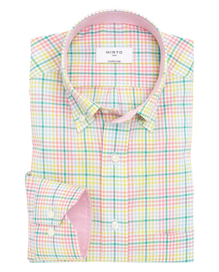 Camisa casual cuadros multicolor algodón by MIRTO