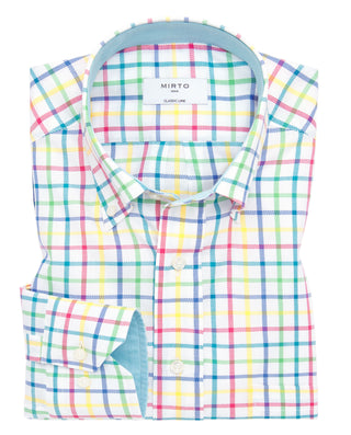 Camisa casual cuadros multicolor algodón by MIRTO