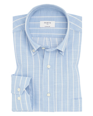 Camisa casual azul rayas blancas de algodón by MIR