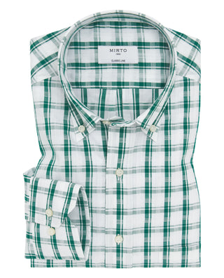 Camisa casual cuadros verdes y blancos de by MIRTO