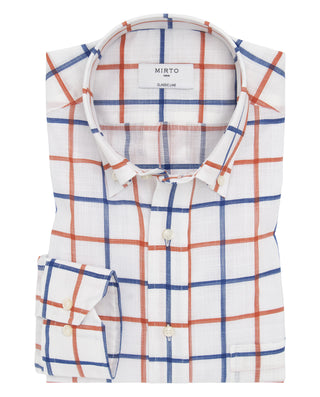 Camisa casual blanca cuadros de algodón by MIRTO
