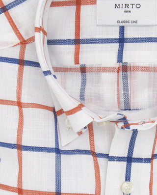 Camisa casual blanca cuadros de algodón by MIRTO