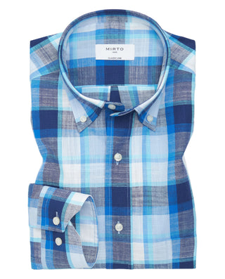 Camisa casual cuadros tonos azules de algodón by M