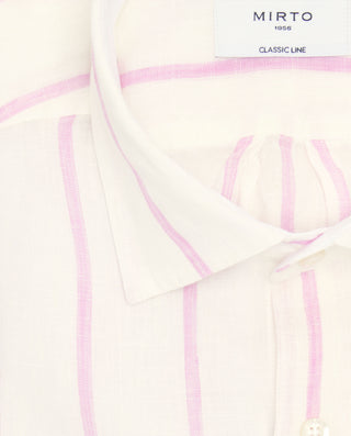 White casual shirt pink stripes linen