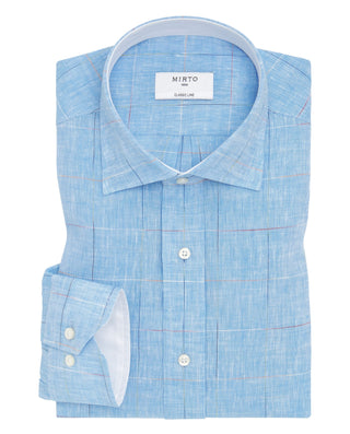 Camisa casual azul cuadros multicolor by MIRTO