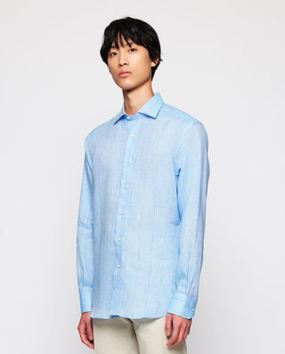 Camisa casual azul cuadros multicolor by MIRTO