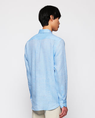 Camisa casual azul cuadros multicolor by MIRTO