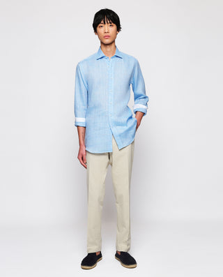 Camisa casual azul cuadros multicolor by MIRTO