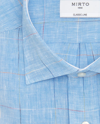 Camisa casual azul cuadros multicolor by MIRTO