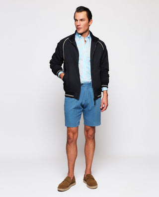 Camisa casual blanca rayas azules de algodón by MI