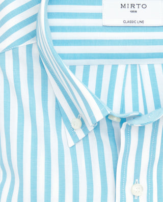 Camisa casual blanca rayas azules de algodón by MI