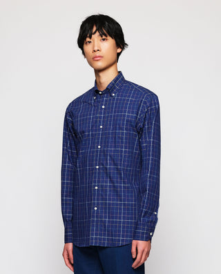 Camisa casual azul cuadros multicolor de by MIRTO