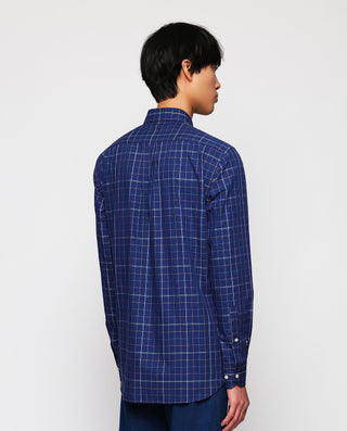 Camisa casual azul cuadros multicolor de by MIRTO