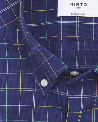 Camisa casual azul cuadros multicolor de by MIRTO