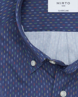 Camisa casual azul estampado geométrico by MIRTO