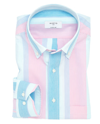 Camisa casual rayas rosa y azul de algodón by MIRT