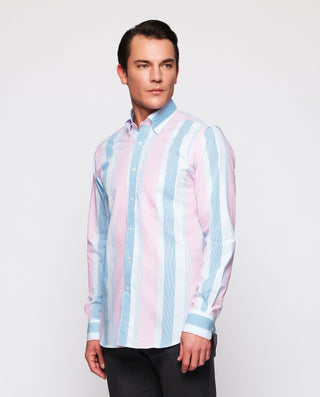 Camisa casual rayas rosa y azul de algodón by MIRT