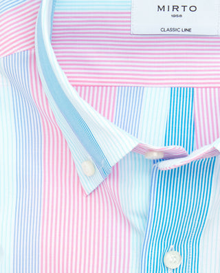 Camisa casual rayas rosa y azul de algodón by MIRT