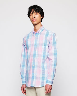 Camisa casual cuadros rosa y azul de algodón by MI
