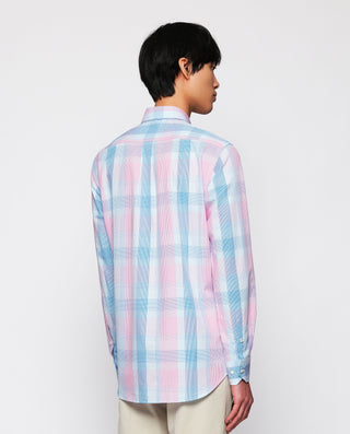 Camisa casual cuadros rosa y azul de algodón by MI