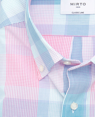 Camisa casual cuadros rosa y azul de algodón by MI