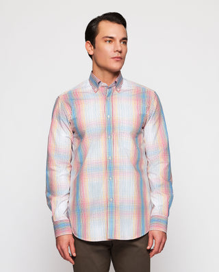 Camisa casual cuadros difuminados de algodón by MI