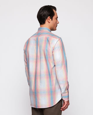 Camisa casual cuadros difuminados de algodón by MI