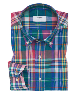 Camisa casual cuadros multicolor  efecto azul by M