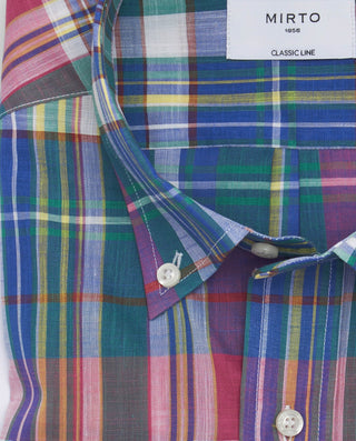 Camisa casual cuadros multicolor  efecto azul by M