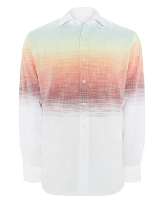 Camisa casual cenefa horizontal naranja by MIRTO