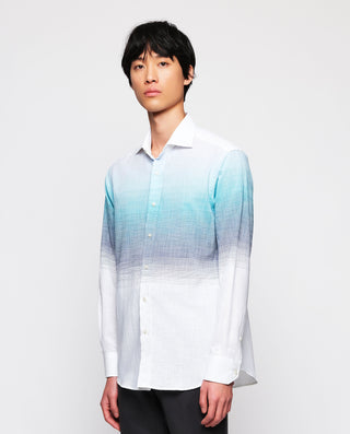 Camisa casual cenefa horizontal azul degradé by MI