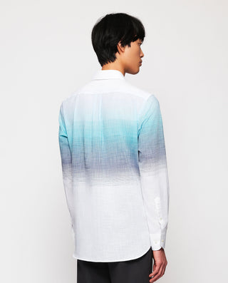 Camisa casual cenefa horizontal azul degradé by MI