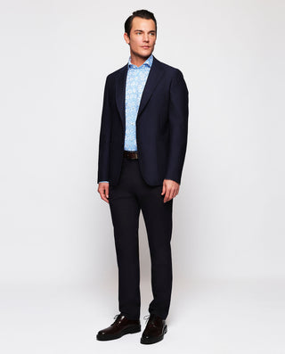 Camisa casual celeste estampado floral blanco by M